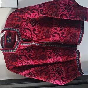 Skjaeveland Pink And Red Wool Cardigan